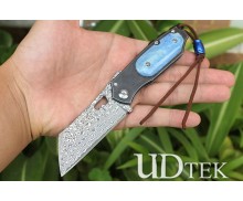 General Damascus steel folding knife steel plate + animal bone handle UD2105525A